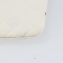 CHANEL Matelasse Clutch Bag Canvas White Silver CC Auth 154040-11