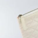 CHANEL Matelasse Clutch Bag Canvas White Silver CC Auth 154040-12