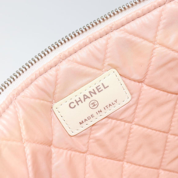 CHANEL Matelasse Clutch Bag Canvas White Silver CC Auth 154040