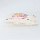 CHANEL Matelasse Clutch Bag Canvas White Silver CC Auth 154040-4