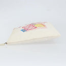 CHANEL Matelasse Clutch Bag Canvas White Silver CC Auth 154040-5