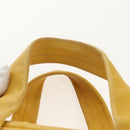 CHANEL Choco Bar Hand Bag Caviar Skin Yellow Silver CC Auth 154042V-11