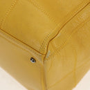 CHANEL Choco Bar Hand Bag Caviar Skin Yellow Silver CC Auth 154042V-14