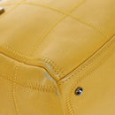 CHANEL Choco Bar Hand Bag Caviar Skin Yellow Silver CC Auth 154042V-15