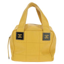 CHANEL Choco Bar Hand Bag Caviar Skin Yellow Silver CC Auth 154042V-2
