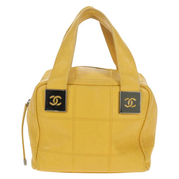CHANEL Choco Bar Hand Bag Caviar Skin Yellow Silver CC Auth 154042V - 0
