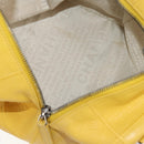 CHANEL Choco Bar Hand Bag Caviar Skin Yellow Silver CC Auth 154042V-20