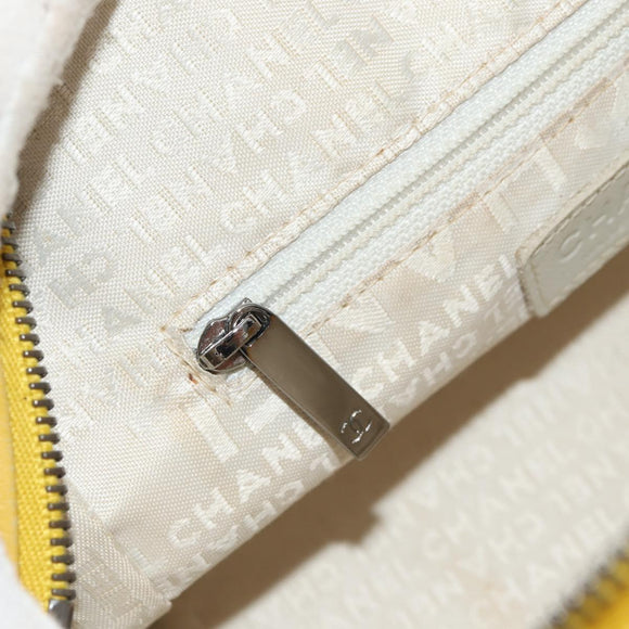 CHANEL Choco Bar Hand Bag Caviar Skin Yellow Silver CC Auth 154042V