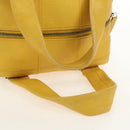 CHANEL Choco Bar Hand Bag Caviar Skin Yellow Silver CC Auth 154042V-8