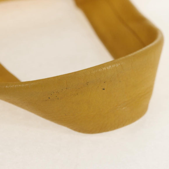 CHANEL Choco Bar Hand Bag Caviar Skin Yellow Silver CC Auth 154042V