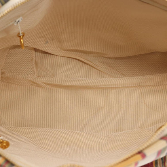 CHANEL Tote Bag Canvas Multicolor Gold CC Auth 154043