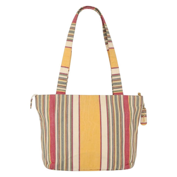 CHANEL Tote Bag Canvas Multicolor Gold CC Auth 154043