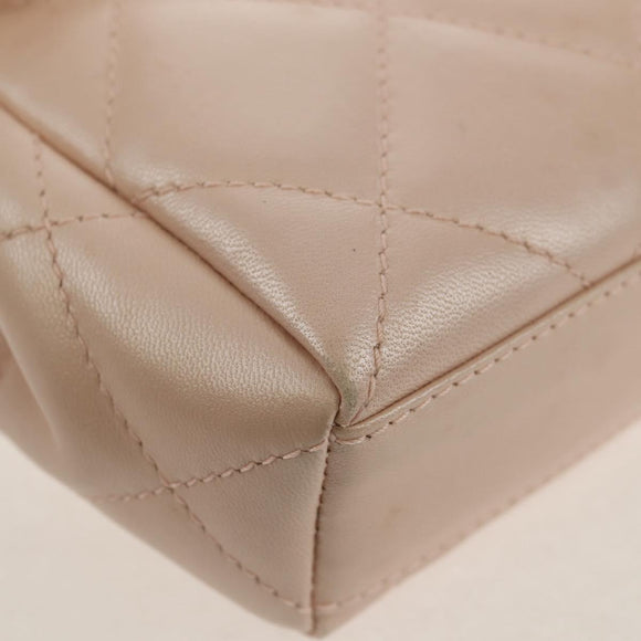 CHANEL Matelasse Hand Bag Leather Pink Silver CC Auth 154045V