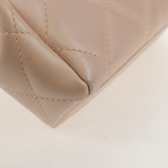 CHANEL Matelasse Hand Bag Leather Pink Silver CC Auth 154045V