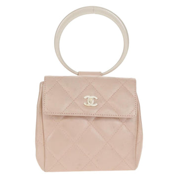 CHANEL Matelasse Hand Bag Leather Pink Silver CC Auth 154045V - 0