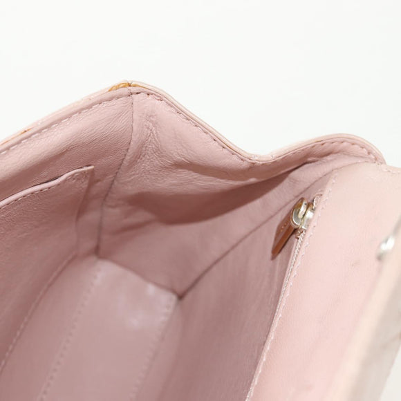 CHANEL Matelasse Hand Bag Leather Pink Silver CC Auth 154045V