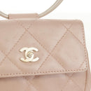 CHANEL Matelasse Hand Bag Leather Pink Silver CC Auth 154045V-3