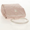 CHANEL Matelasse Hand Bag Leather Pink Silver CC Auth 154045V-7