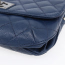 CHANEL Matelasse Chain Shoulder Bag Caviar Skin Navy CC Auth 154046SAM-10