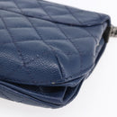 CHANEL Matelasse Chain Shoulder Bag Caviar Skin Navy CC Auth 154046SAM-12