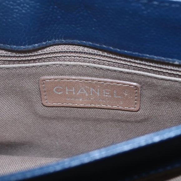 CHANEL Matelasse Chain Shoulder Bag Caviar Skin Navy CC Auth 154046SAM