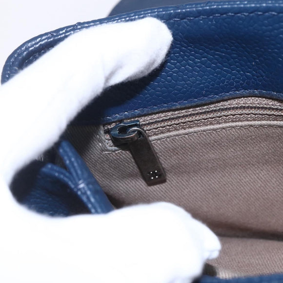 CHANEL Matelasse Chain Shoulder Bag Caviar Skin Navy CC Auth 154046SAM