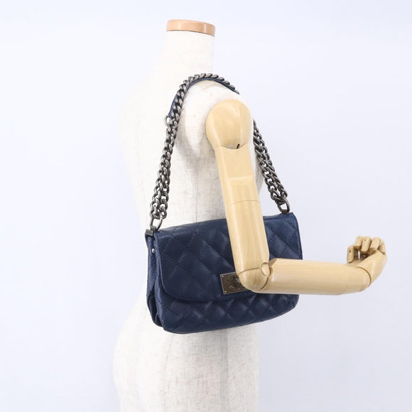 CHANEL Matelasse Chain Shoulder Bag Caviar Skin Navy CC Auth 154046SAM