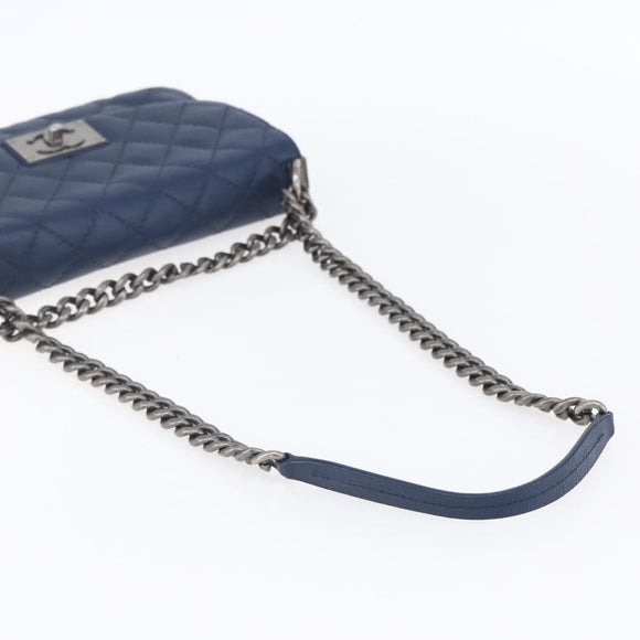 CHANEL Matelasse Chain Shoulder Bag Caviar Skin Navy CC Auth 154046SAM