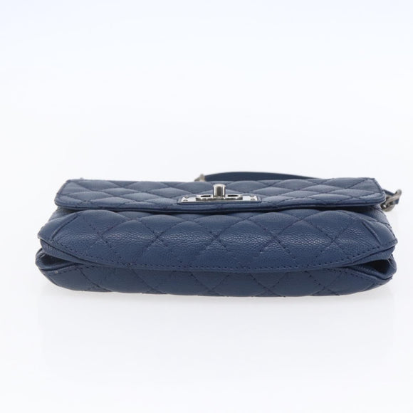 CHANEL Matelasse Chain Shoulder Bag Caviar Skin Navy CC Auth 154046SAM