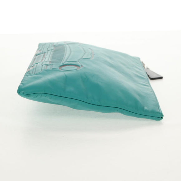 CHANEL Clutch Bag Lamb Skin Emerald Green CC Auth 154047V