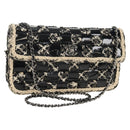 CHANEL Chain Shoulder Bag Tweed Black Silver CC Auth 154048V-1