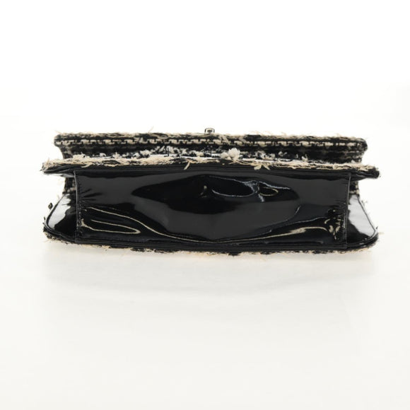 CHANEL Chain Shoulder Bag Tweed Black Silver CC Auth 154048V