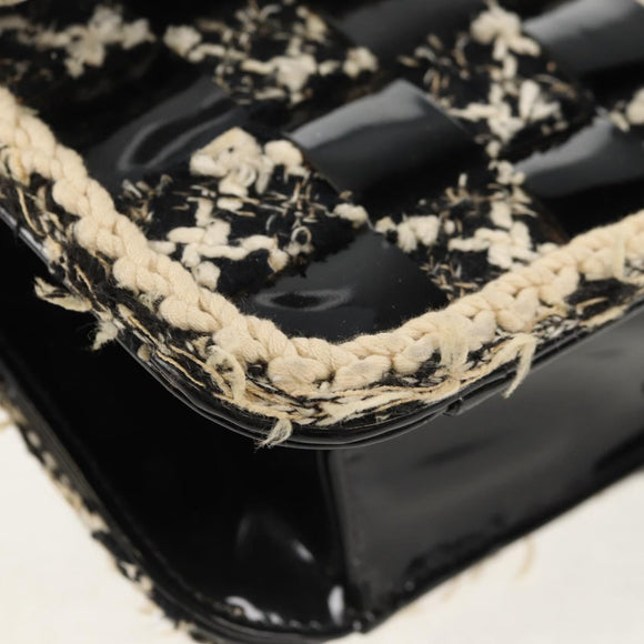 CHANEL Chain Shoulder Bag Tweed Black Silver CC Auth 154048V