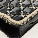 CHANEL Chain Shoulder Bag Tweed Black Silver CC Auth 154048V-13