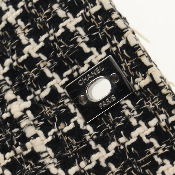 CHANEL Chain Shoulder Bag Tweed Black Silver CC Auth 154048V