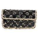 CHANEL Chain Shoulder Bag Tweed Black Silver CC Auth 154048V-2