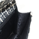 CHANEL Chain Shoulder Bag Tweed Black Silver CC Auth 154048V-20