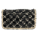 CHANEL Chain Shoulder Bag Tweed Black Silver CC Auth 154048V-3