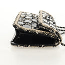 CHANEL Chain Shoulder Bag Tweed Black Silver CC Auth 154048V-5