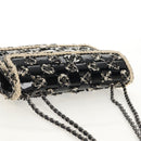 CHANEL Chain Shoulder Bag Tweed Black Silver CC Auth 154048V-6