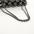 CHANEL Chain Shoulder Bag Tweed Black Silver CC Auth 154048V-7