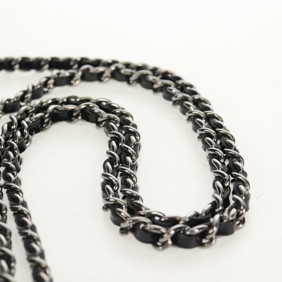 CHANEL Chain Shoulder Bag Tweed Black Silver CC Auth 154048V