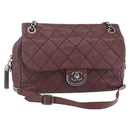 CHANEL Wild Stitch Chain Shoulder Bag Calf Skin Brown CC Auth 154049SAM-1