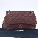 CHANEL Wild Stitch Chain Shoulder Bag Calf Skin Brown CC Auth 154049SAM-12