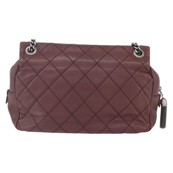 CHANEL Wild Stitch Chain Shoulder Bag Calf Skin Brown CC Auth 154049SAM