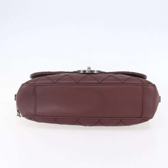 CHANEL Wild Stitch Chain Shoulder Bag Calf Skin Brown CC Auth 154049SAM