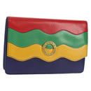 CELINE Circle Clutch Bag Leather Multicolor Gold Auth 154051V-1