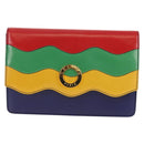 CELINE Circle Clutch Bag Leather Multicolor Gold Auth 154051V-13