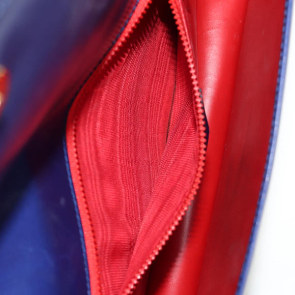 CELINE Circle Clutch Bag Leather Multicolor Gold Auth 154051V