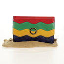 CELINE Circle Clutch Bag Leather Multicolor Gold Auth 154051V-12